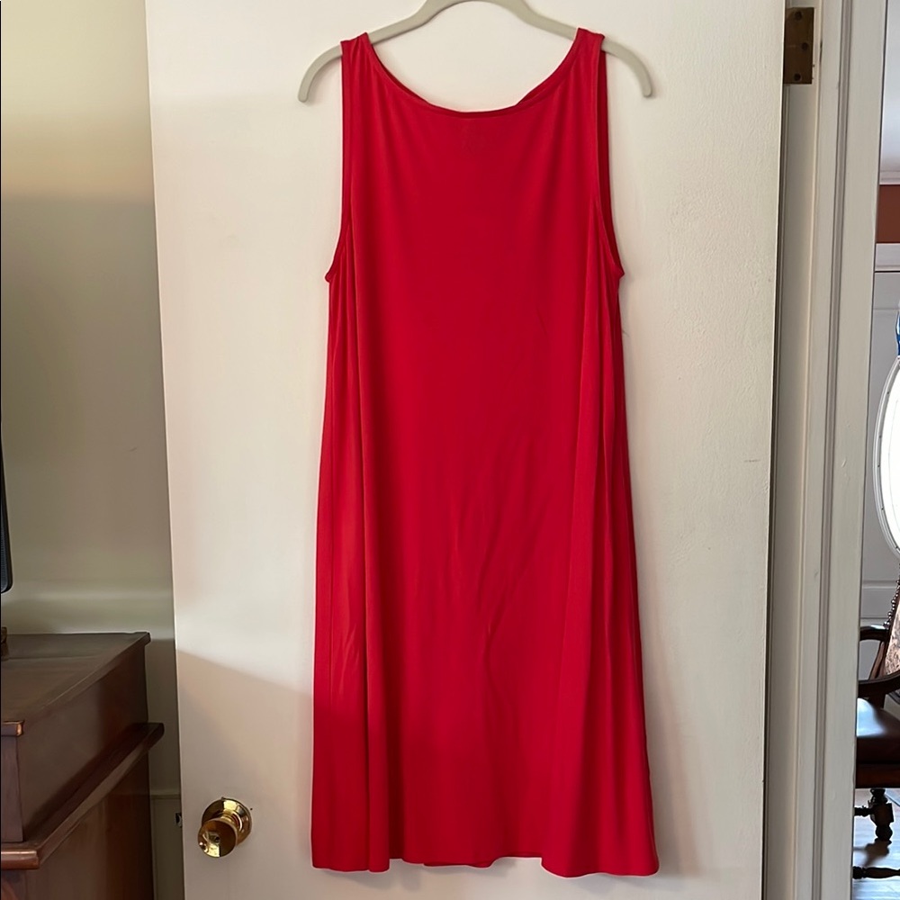 NWT Eileen Fisher Bright Orange Sleeveless Jersey Shift Dress Large